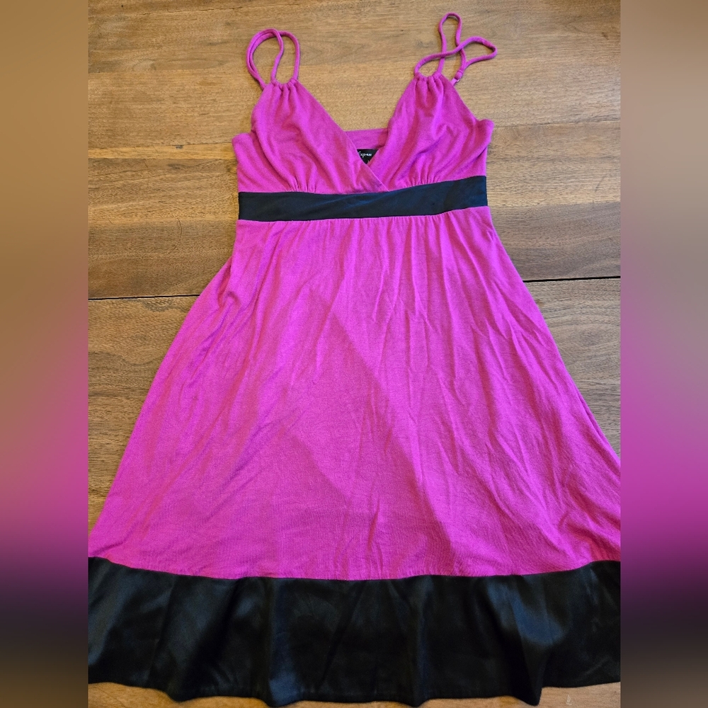 Express Fuchsia and Black Dress A Line